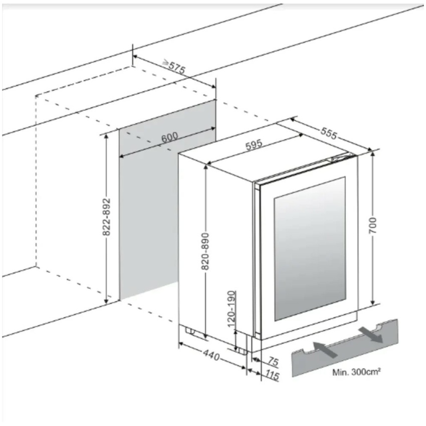 Vstavaná vinotéka WineCave 700 60D Push-Pull čierna