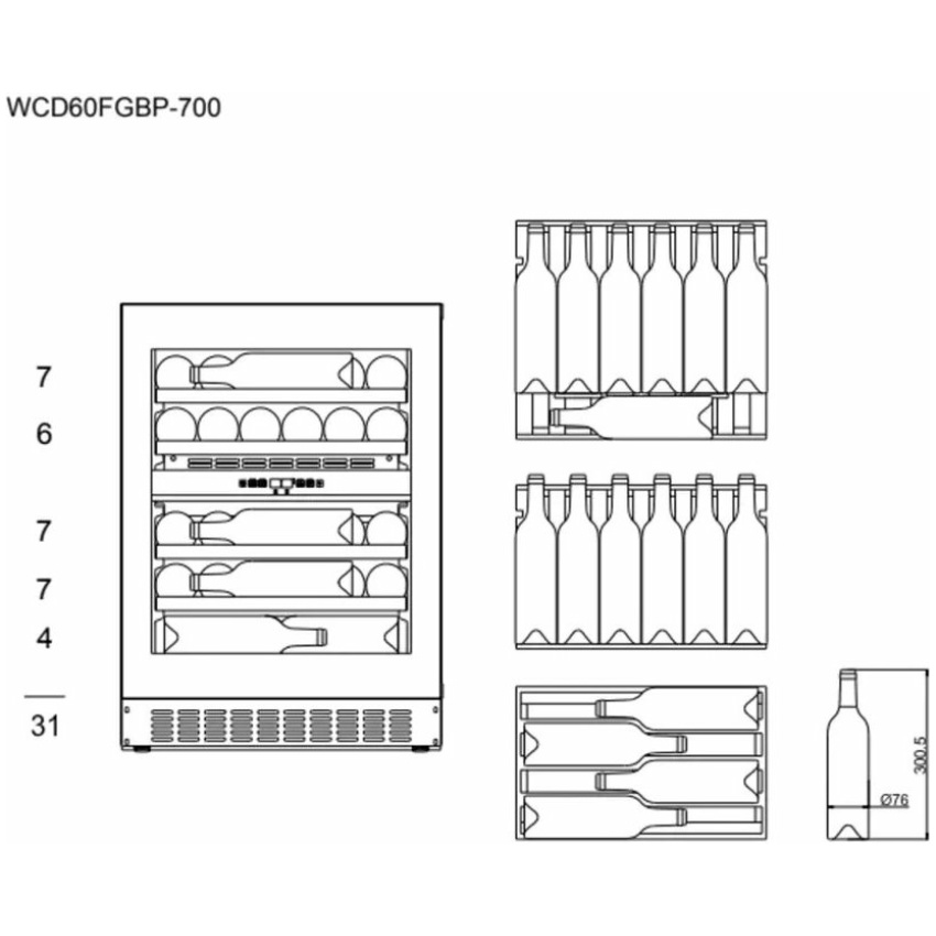 Vstavaná vinotéka WineCave 700 60D Push-Pull čierna